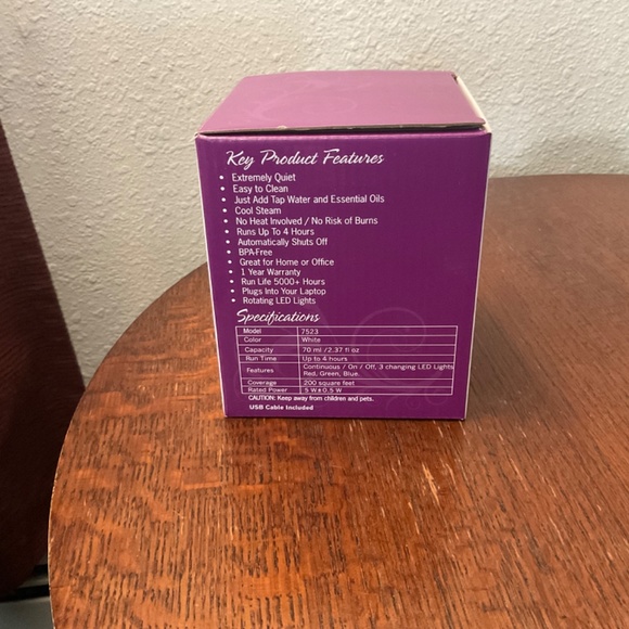 NOW Solutions - Ultrasonic USB Oil Diffuser NIB - Picture 2 of 2